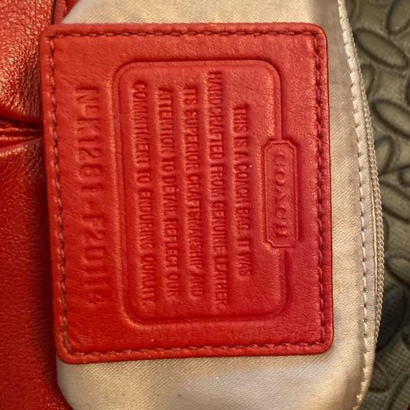 Bright Red Leather Authentic Coach purse - Picture 7 of 8
